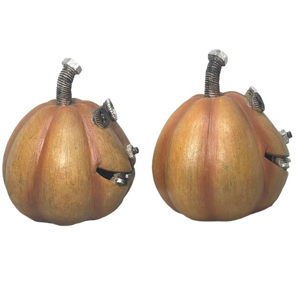 Halloween NEW Nuts & Bolts LED Set Of 2 Light Up Jack ‘o Lantern Holiday Decor - Picture 4 of 10